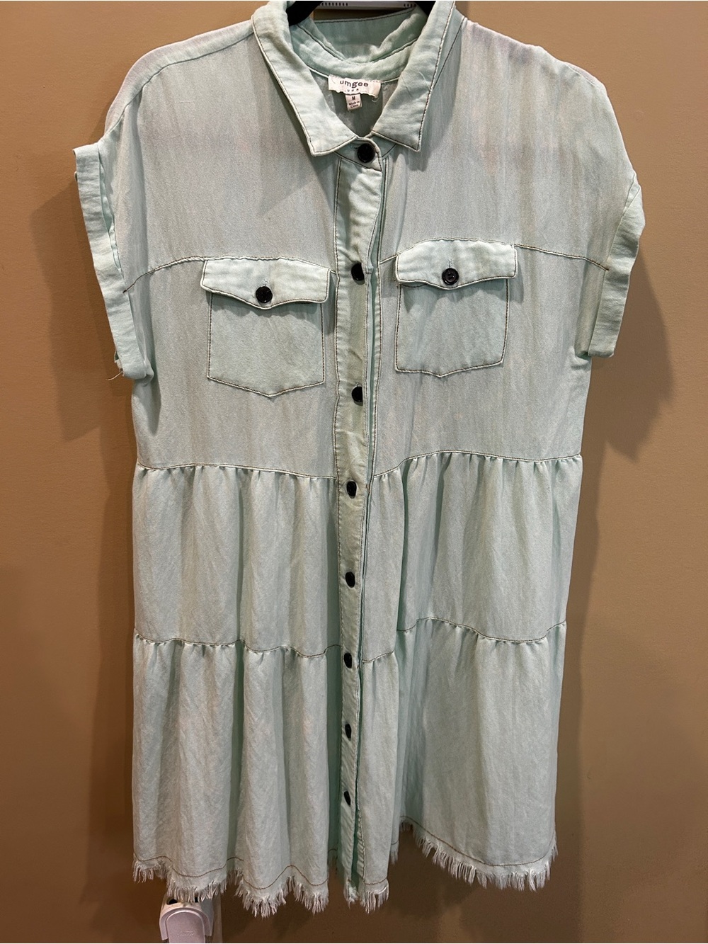 Umgee Light Mint Button-Front  Dress
